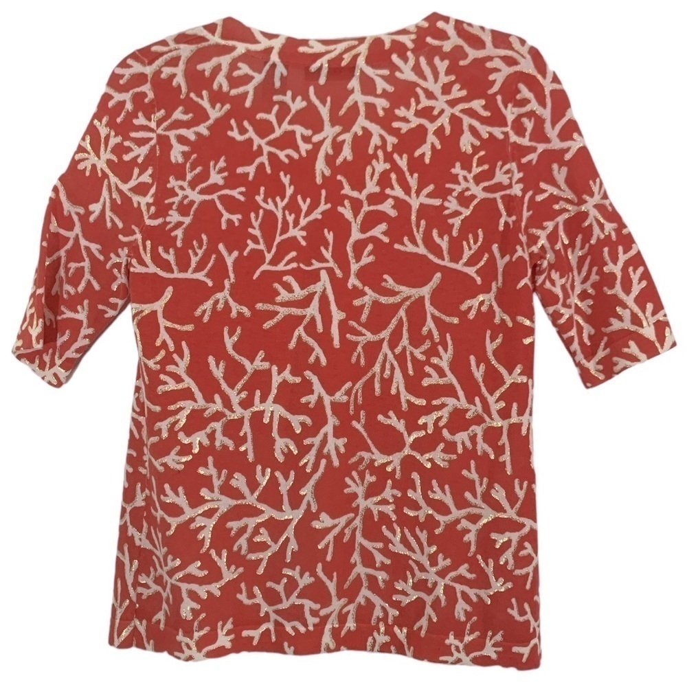 Saks Fifth Avenue Clothes (real) Coral Reef Print Cardigan - Picture 4 of 9